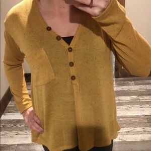 Mustard long sleeve with button detail